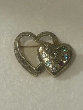 Vintage Emmons Double Heart Brooch